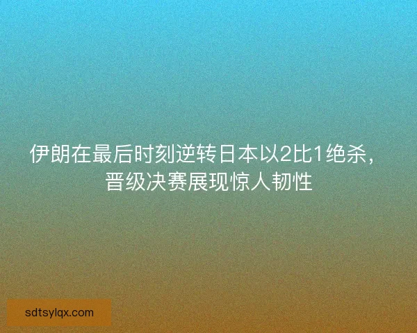 伊朗在最后时刻逆转日本以2比1绝杀，晋级决赛展现惊人韧性