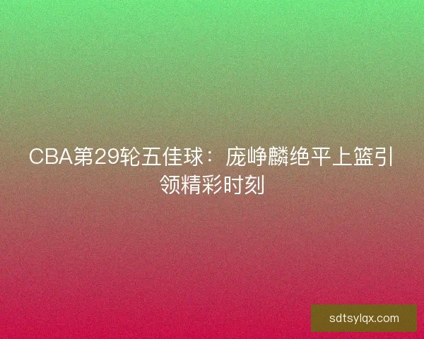 CBA第29轮五佳球：庞峥麟绝平上篮引领精彩时刻